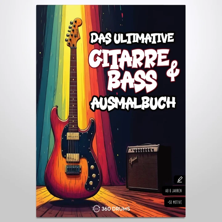 Cover vom Gitarre- und Bass-Ausmalbuch